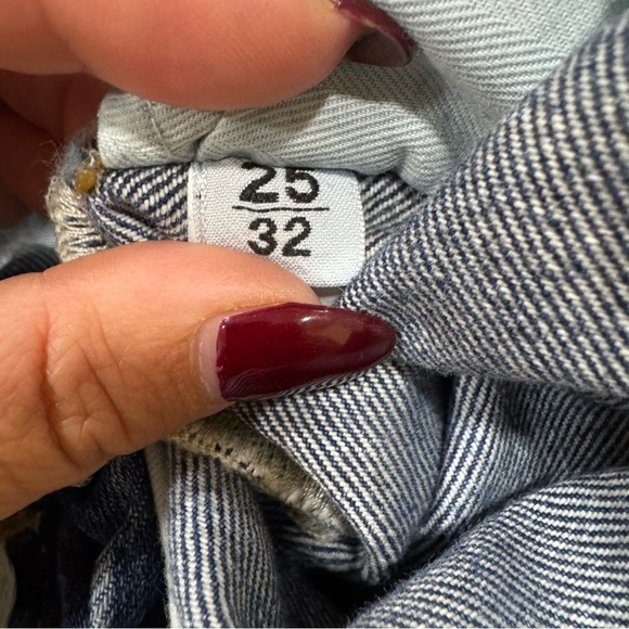 Acne Studios Bla Konst Straight Leg Blue Jeans Size 25x32 Pink Leather Patch - Picture 11 of 11